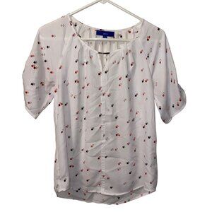 Apt. 9 Womens Medium White Blouse With Geometric Print
